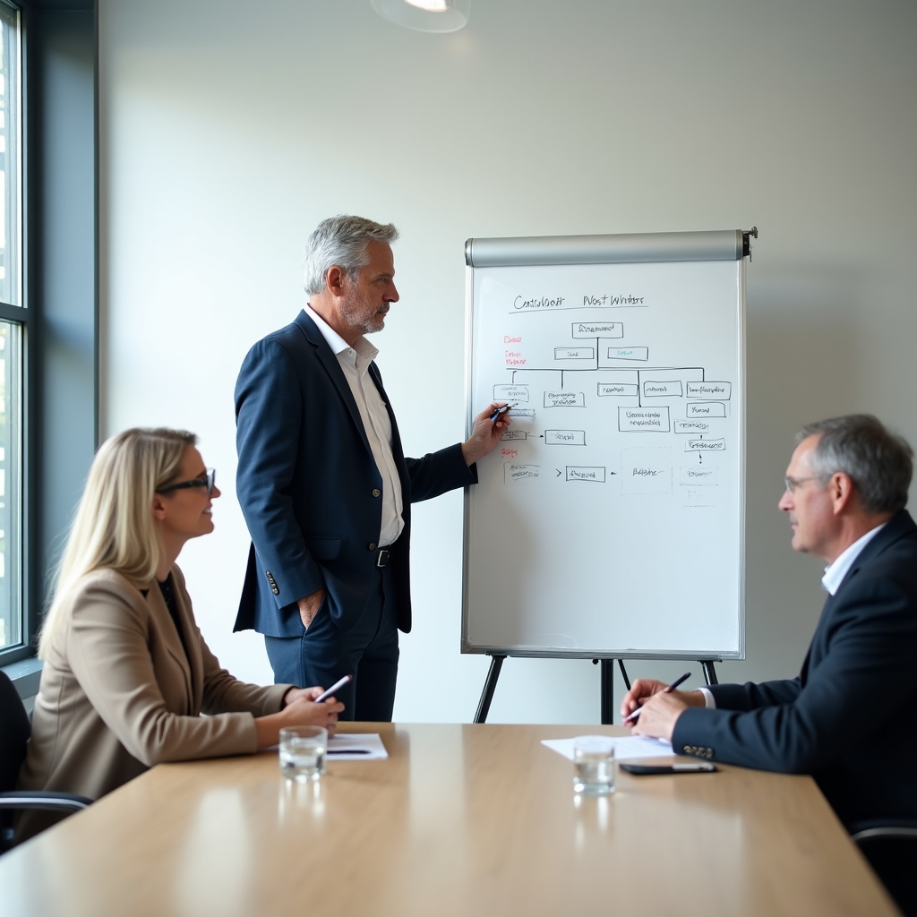 Bancmadi consulting team in a working session with SME management